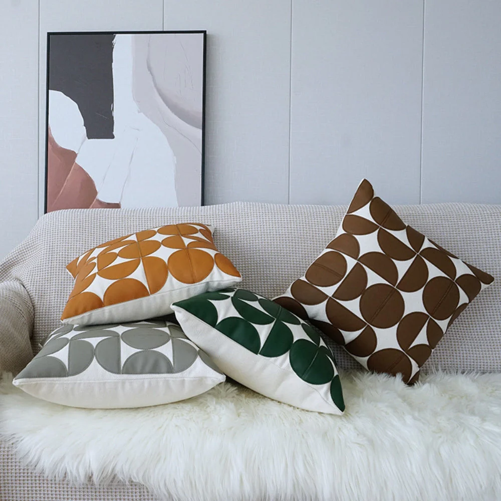 Luxury Embroidered Faux Leather Sofa Cushion Cover - Image 3