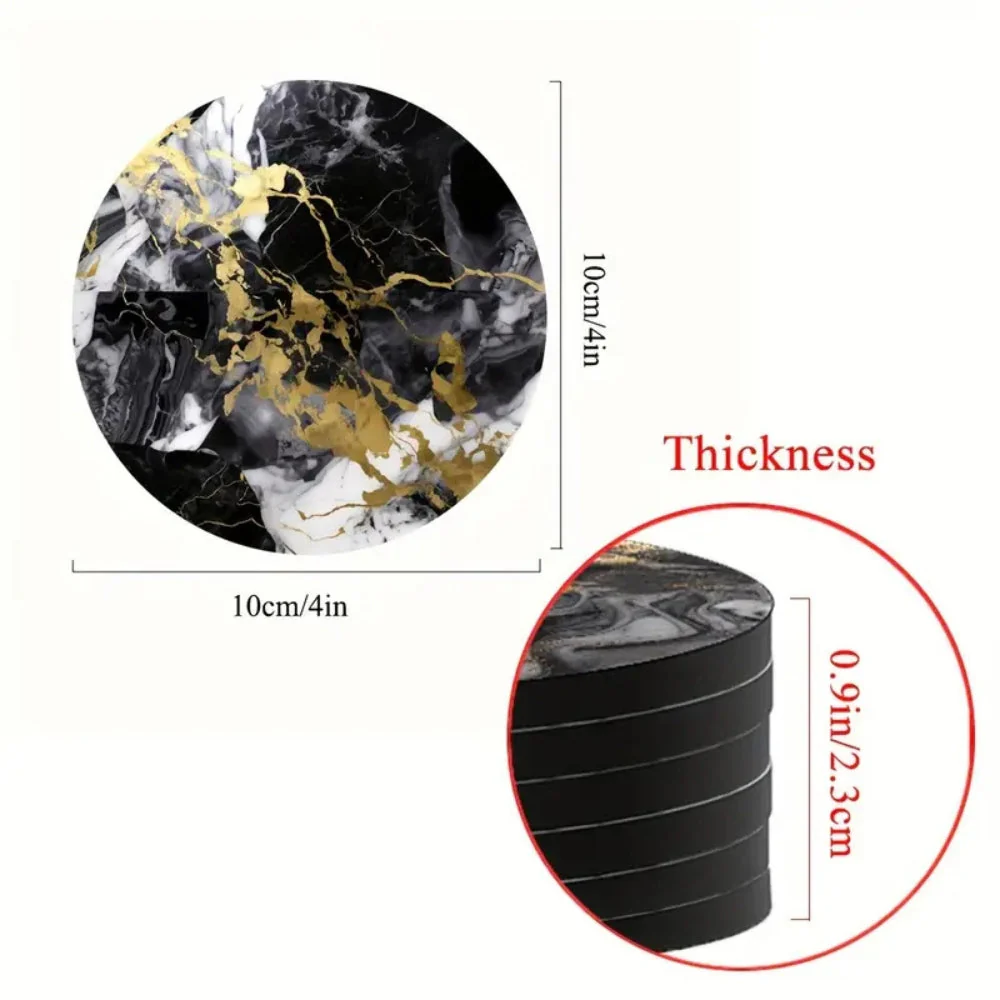 Luxury Marble Effect Drink Coasters | 5pcs Set - Image 3