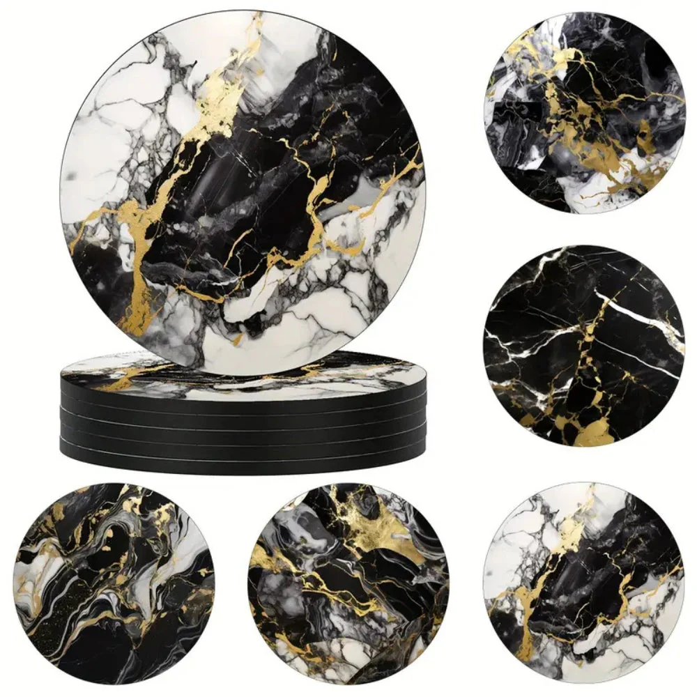 Luxury Marble Effect Drink Coasters | 5pcs Set - Image 4