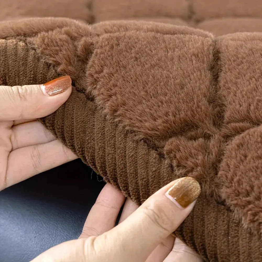Luxury Plush Diamond Stitched Sofa Cover - Image 8