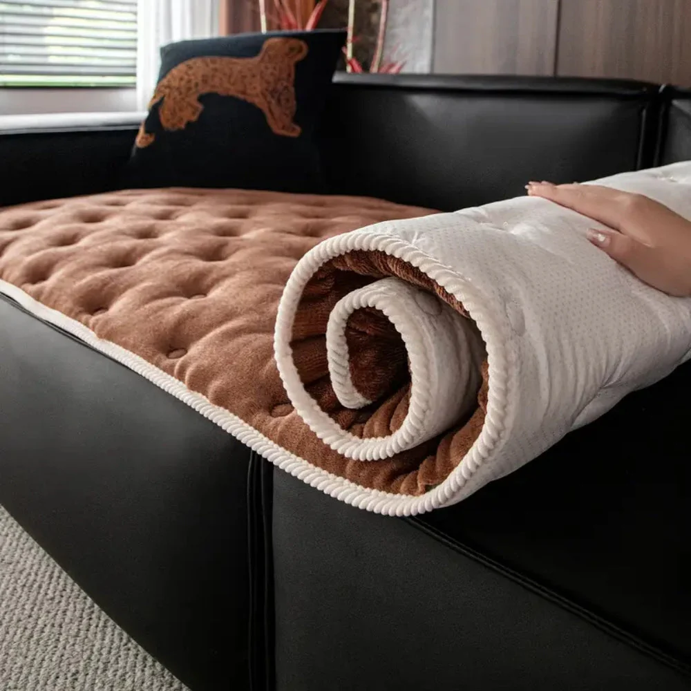 Plush Button-Tufted Sofa Cover - Image 5