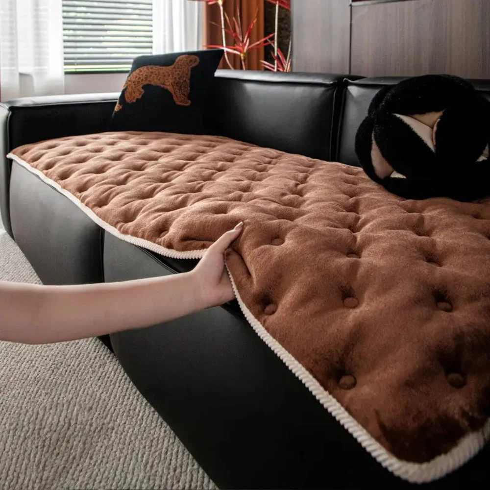 Plush Button-Tufted Sofa Cover - Image 8