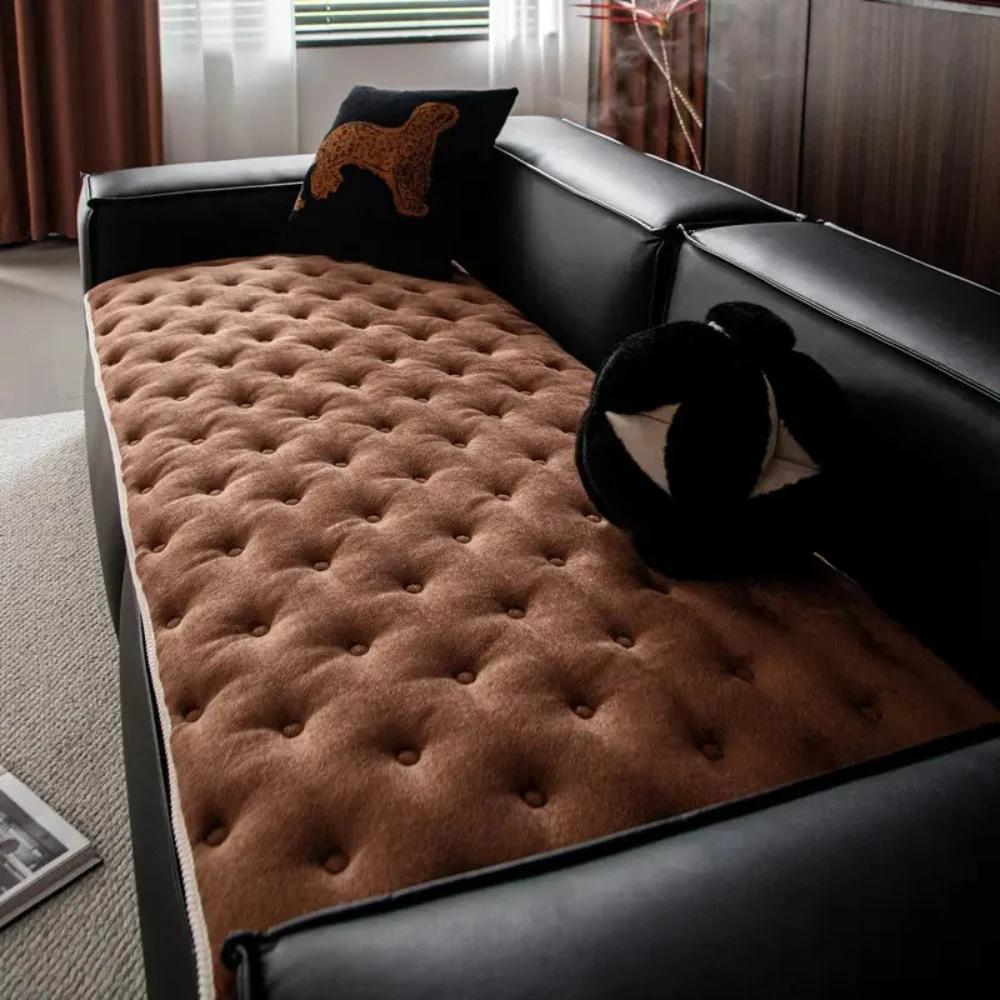 Plush Button-Tufted Sofa Cover - Image 9