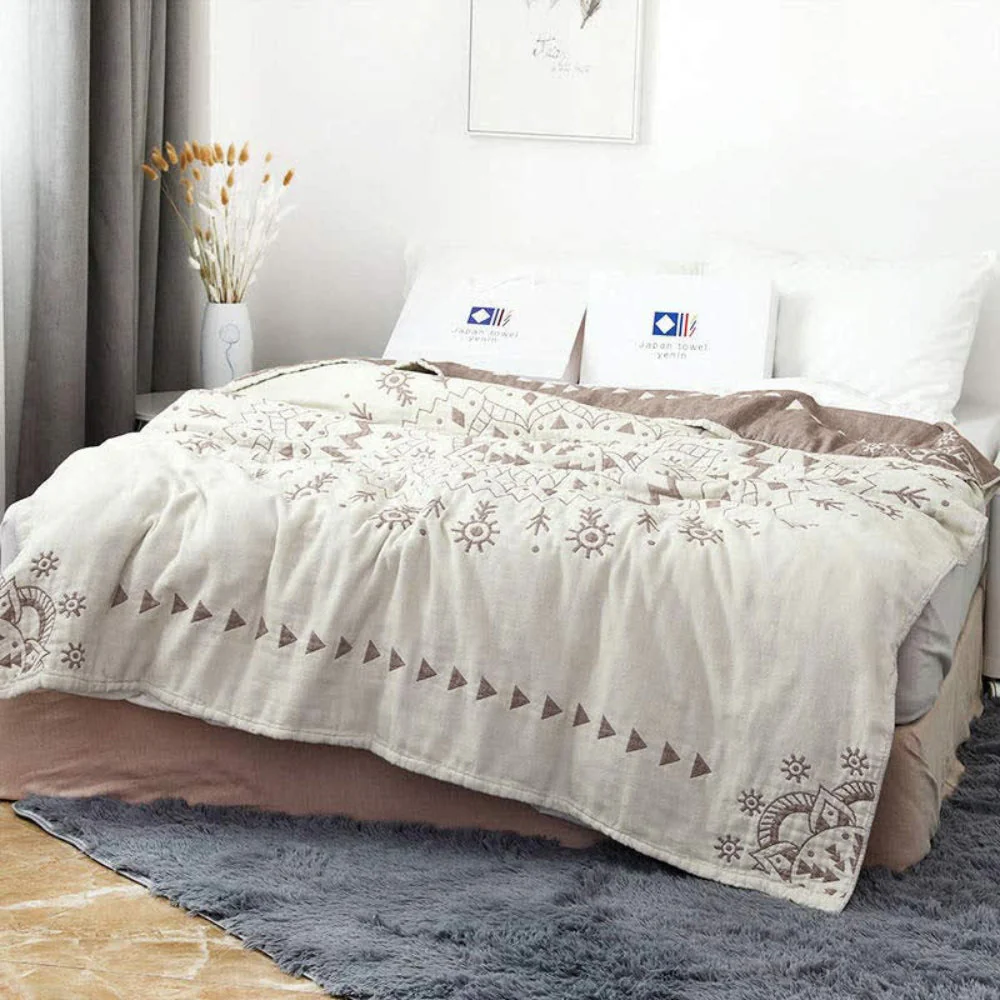 Mandala Art Pattern Reversible Cotton Blanket - Image 2