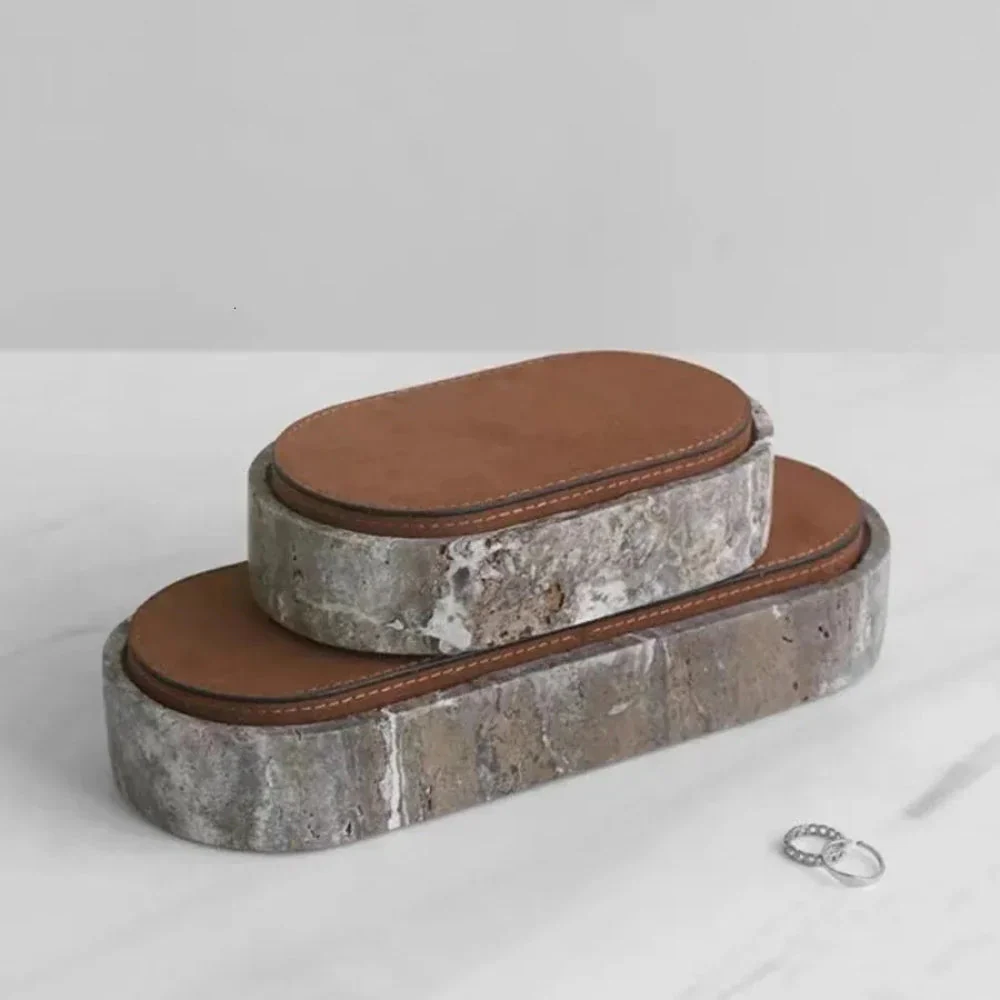 Marble Leather Lid Jewelry Storage Box - Image 2