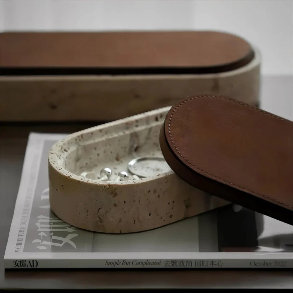 Marble Leather Lid Jewelry Storage Box - Image 3
