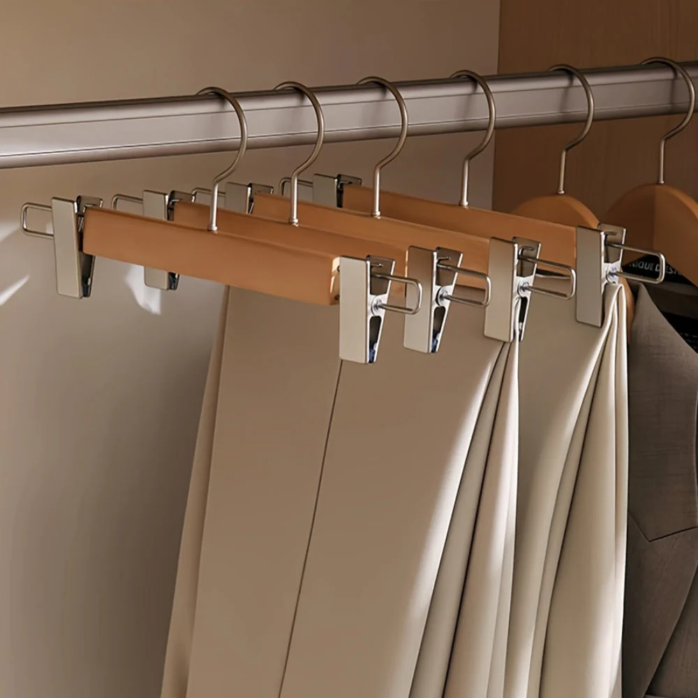 Maxwell Premium Wood Pants Hangers with Clips - Image 6