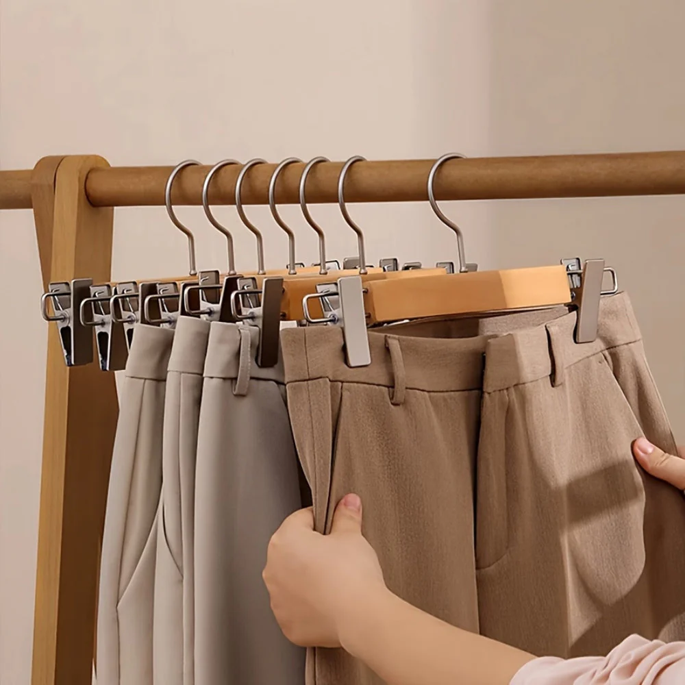 Maxwell Premium Wood Pants Hangers with Clips - Image 7