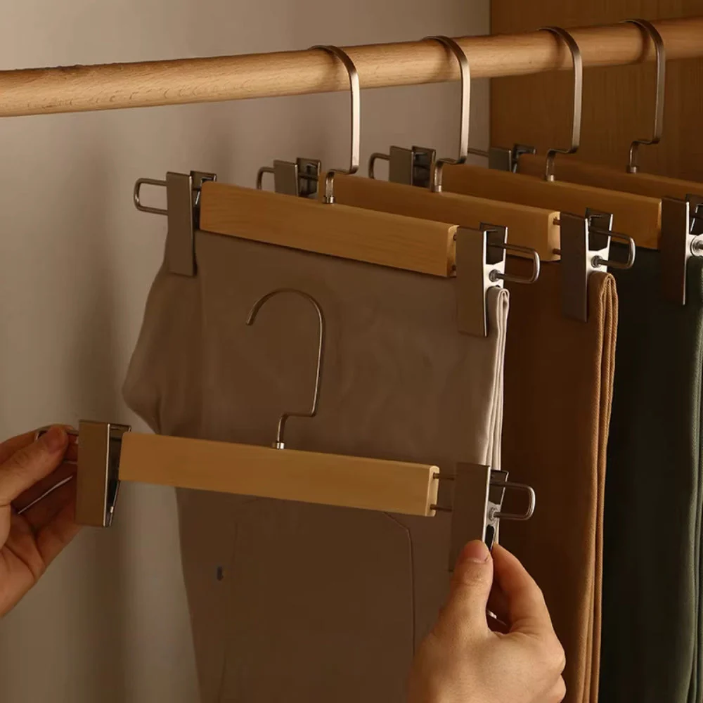 Maxwell Premium Wood Pants Hangers with Clips - Image 8