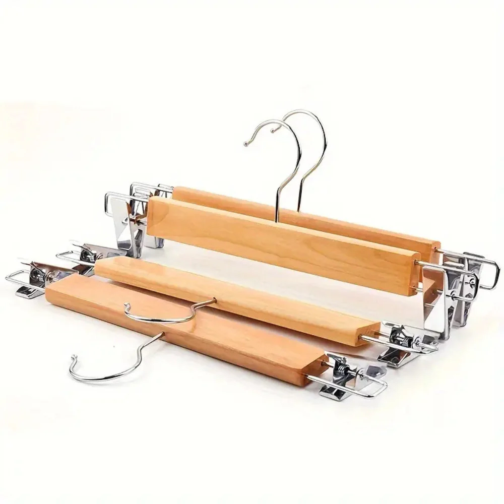 Maxwell Premium Wood Pants Hangers with Clips - Image 9