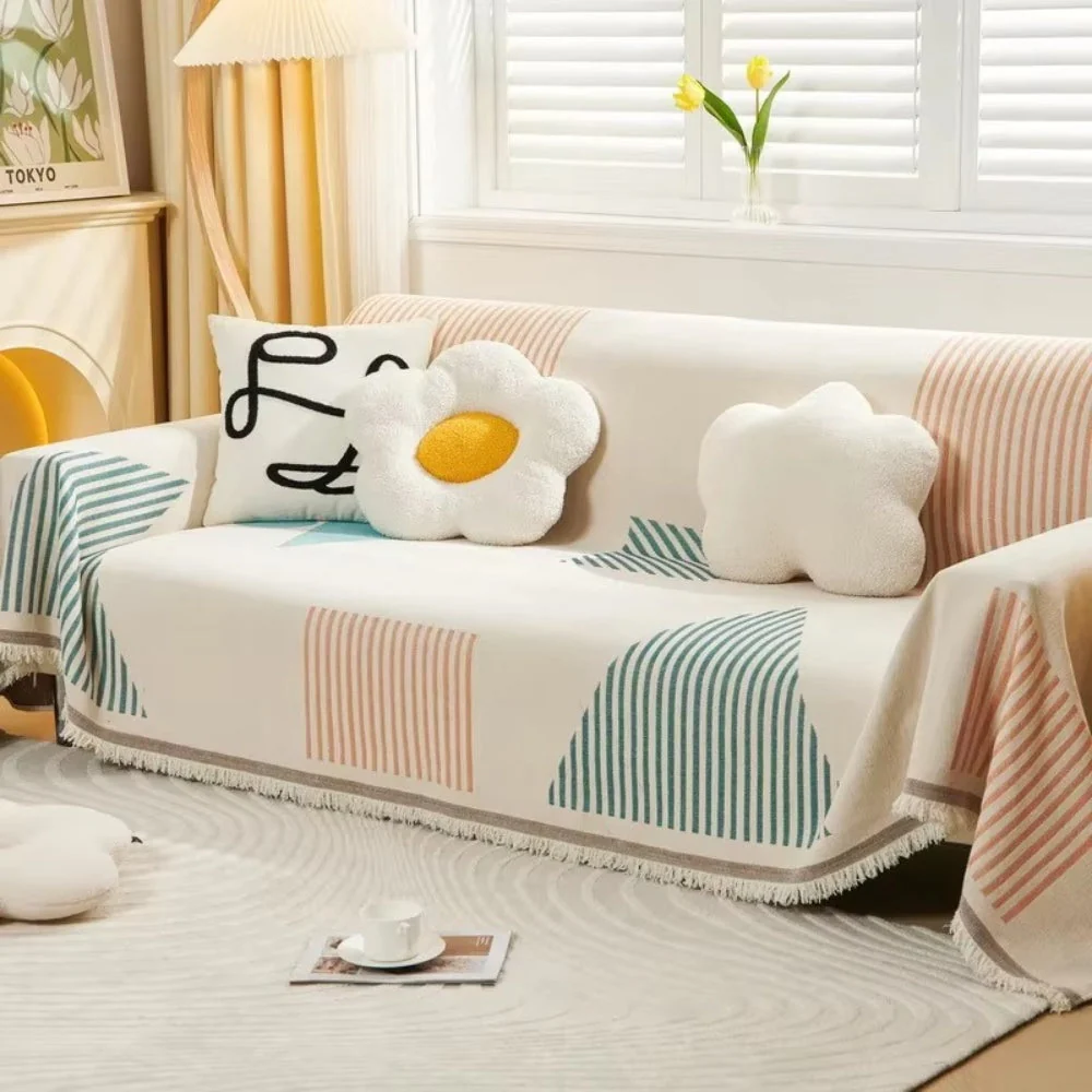 Meringue Chenille Geometry Sofa Cover - Image 2