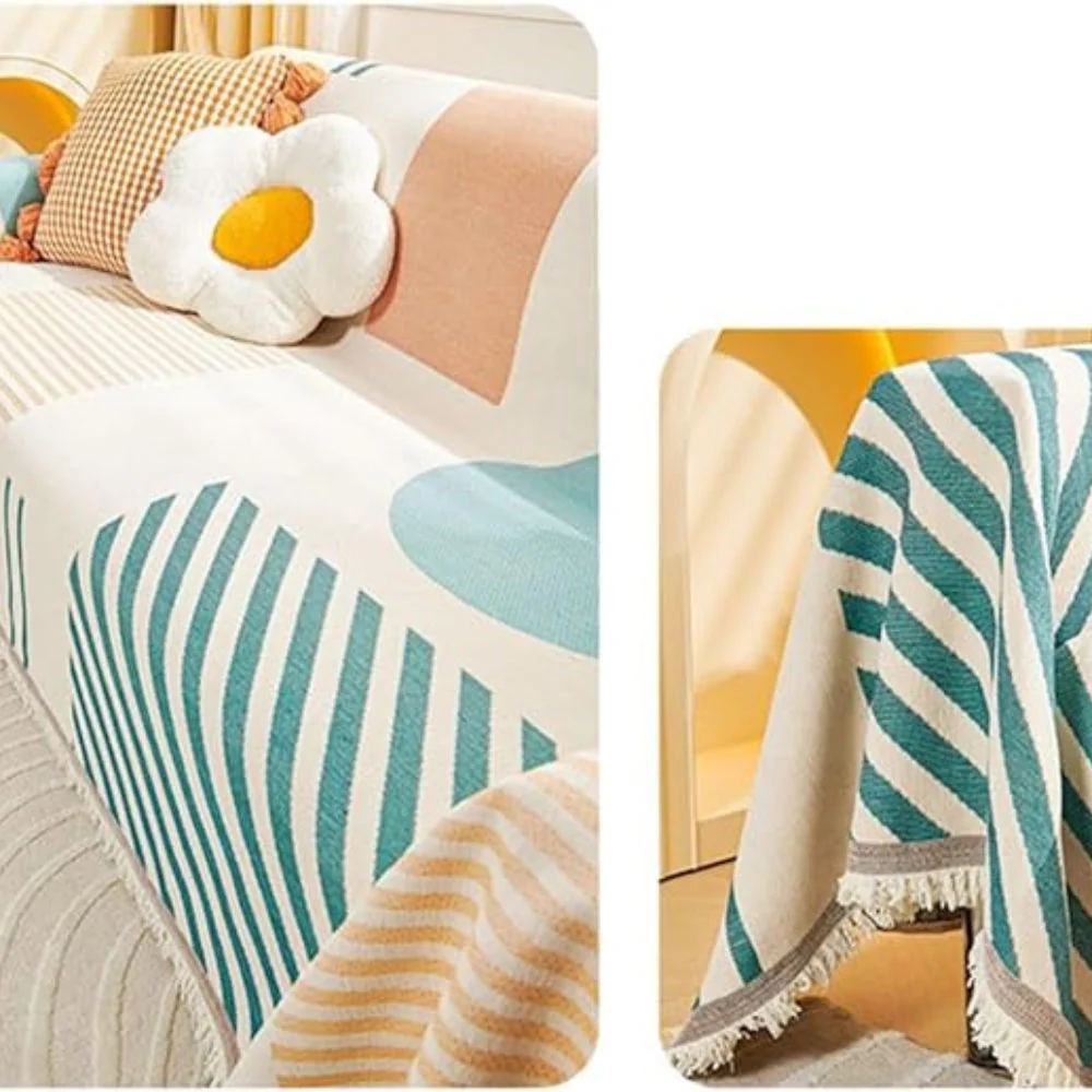 Meringue Chenille Geometry Sofa Cover - Image 5