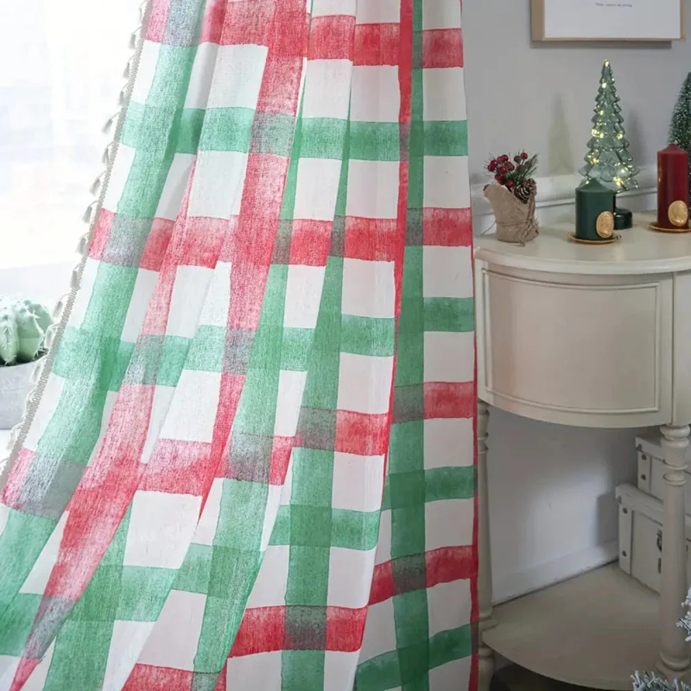 Merry & Bright Plaid Semi-Shading Curtain - Image 3
