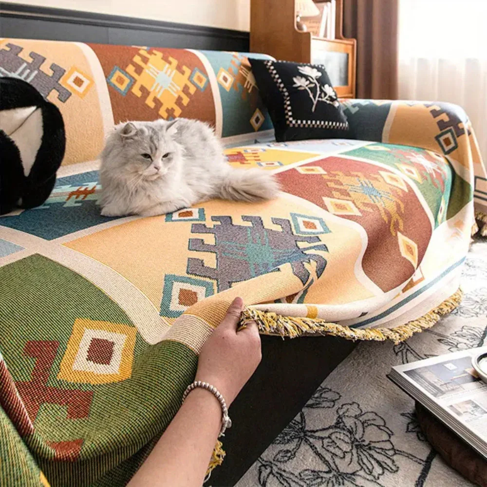 Modern Geometric Tribal Sofa Cover - Image 4