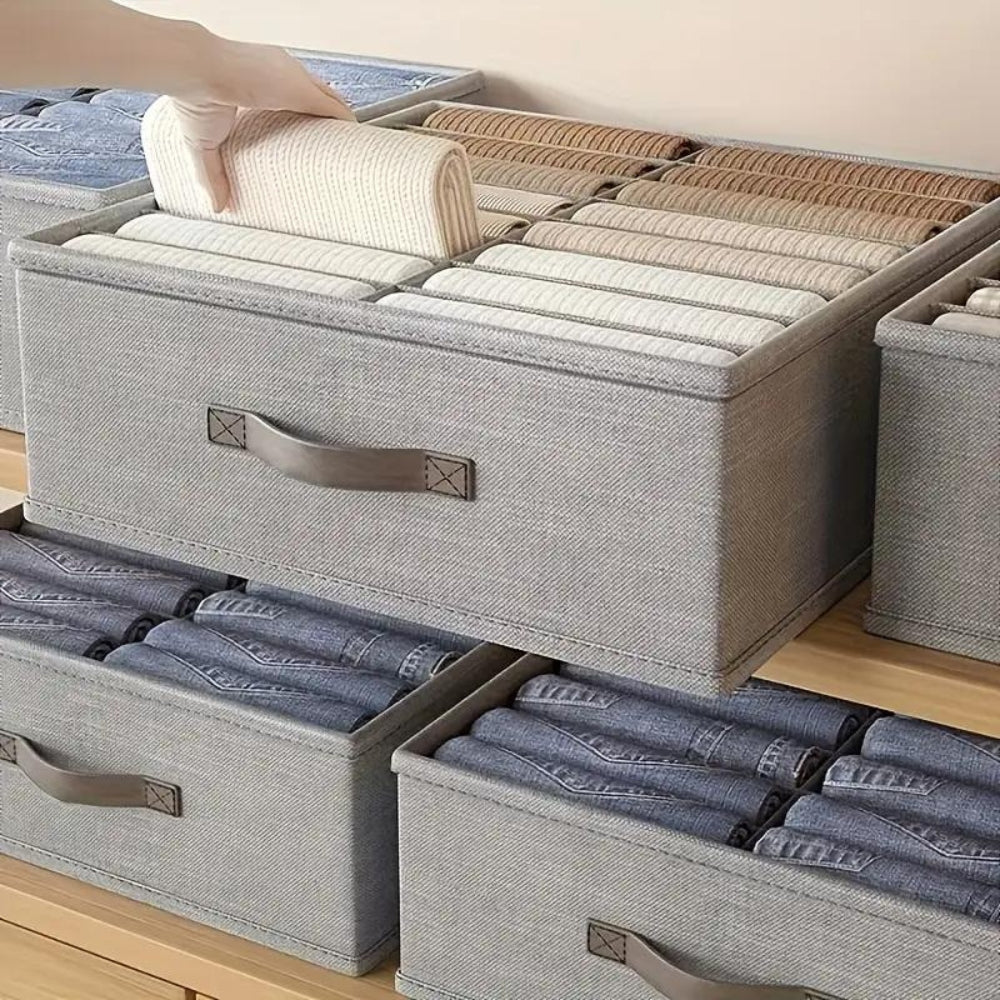 Modern Gray Linen Storage Container - Image 4