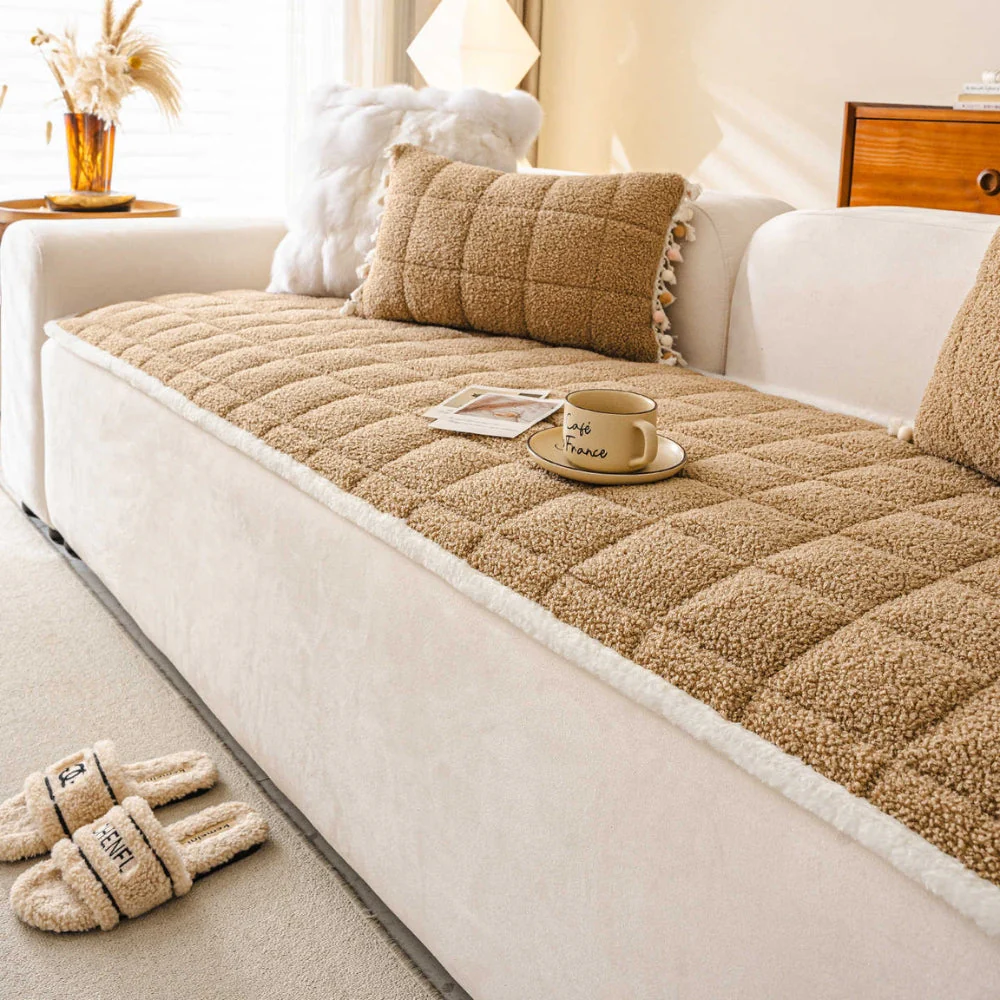 Modern Square Boucle Anti-Slip Couch Cover - Image 3