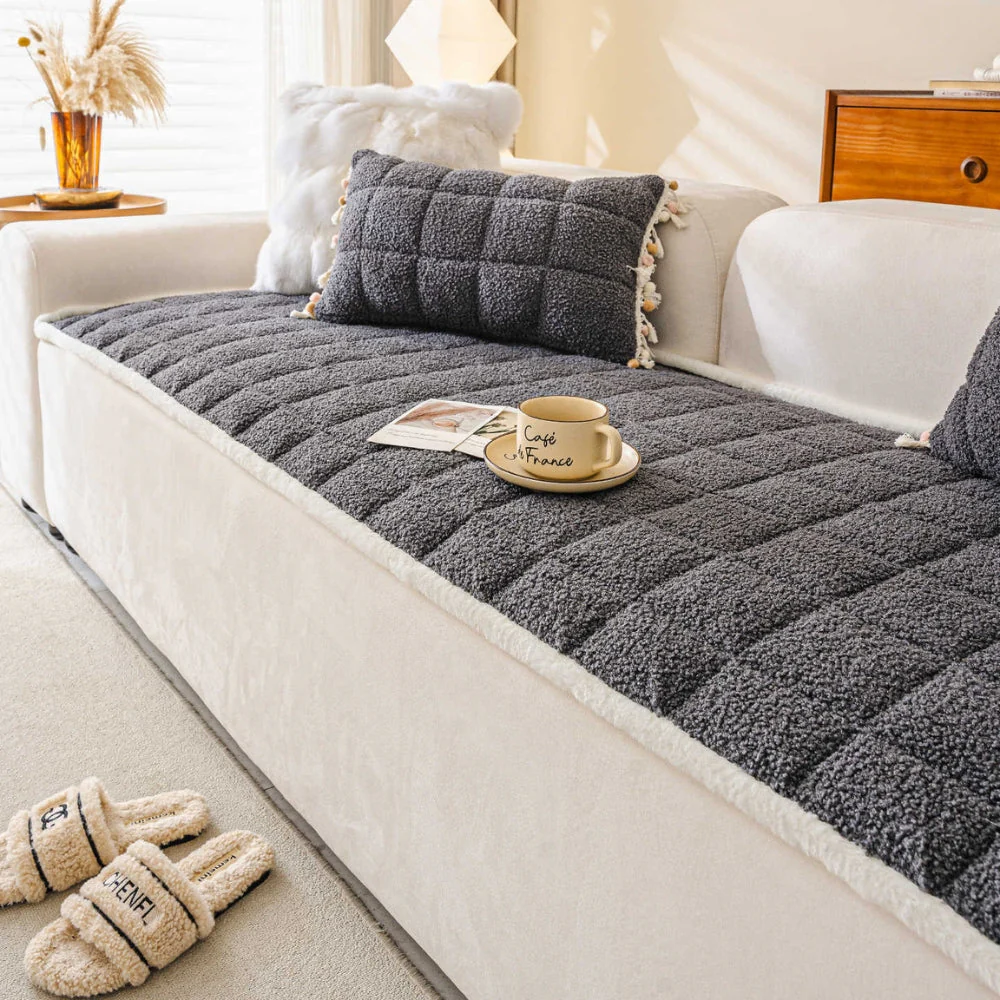 Modern Square Boucle Anti-Slip Couch Cover - Image 4