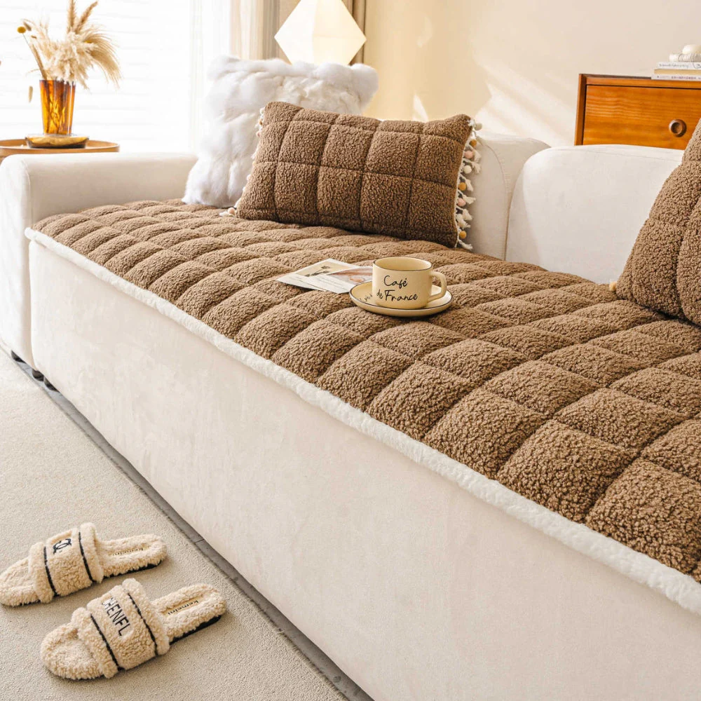 Modern Square Boucle Anti-Slip Couch Cover - Image 5