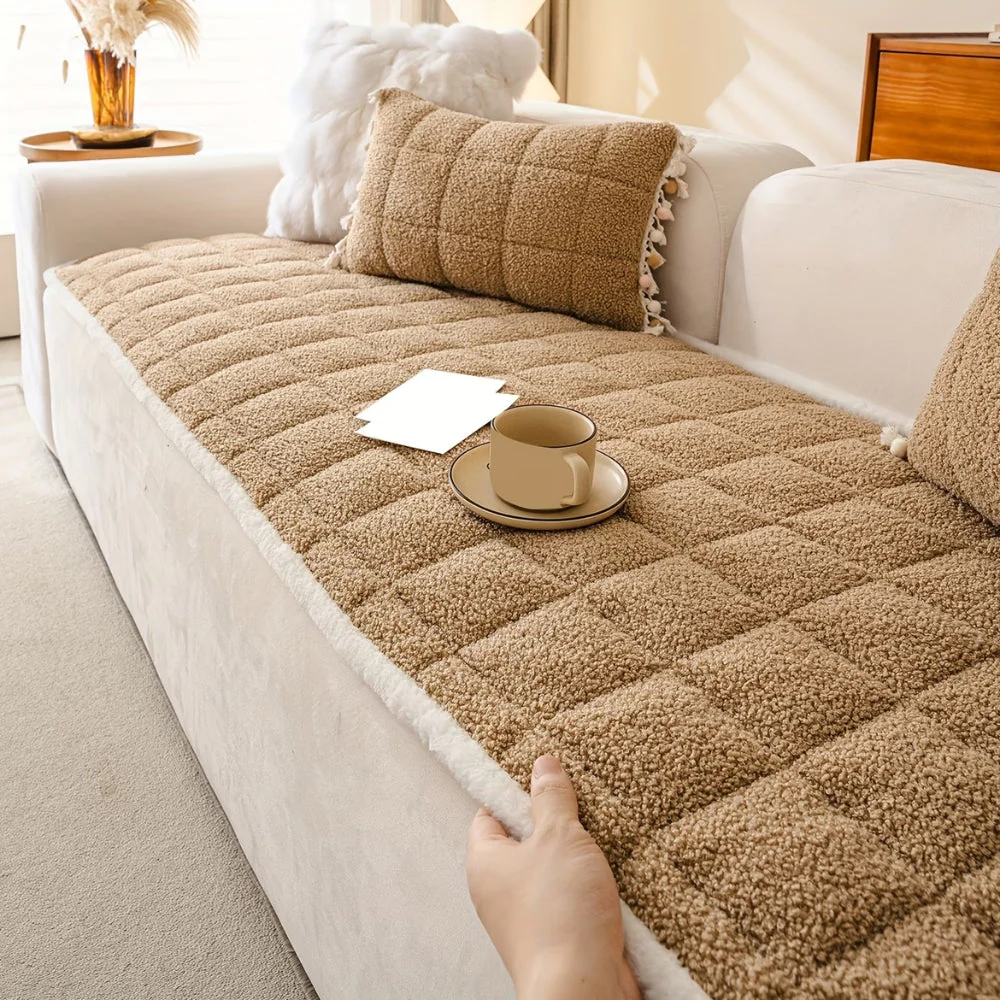 Modern Square Boucle Anti-Slip Couch Cover - Image 6