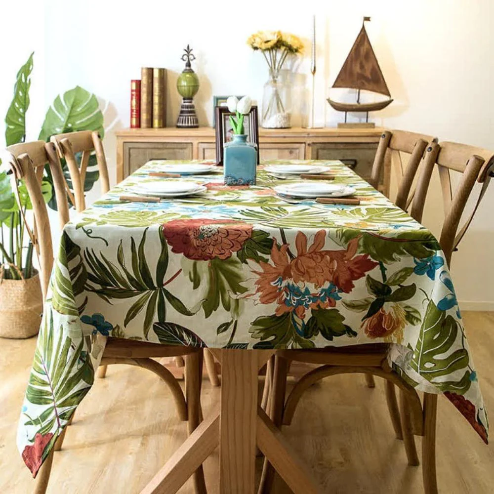 Monstera Leaves Cotton Tablecloth - Image 4