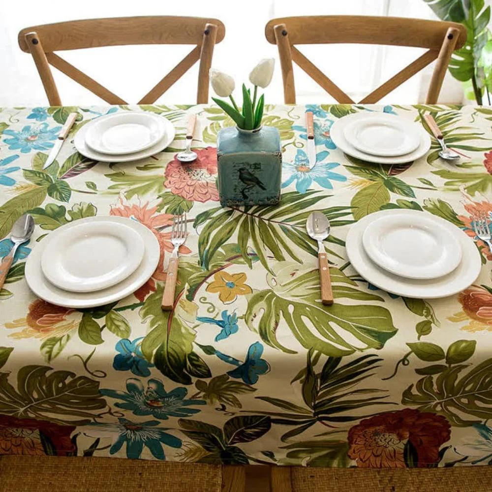 Monstera Leaves Cotton Tablecloth - Image 5