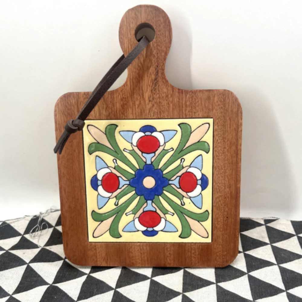 Moroccan Ebony Floral Wooden Trivets - Image 3
