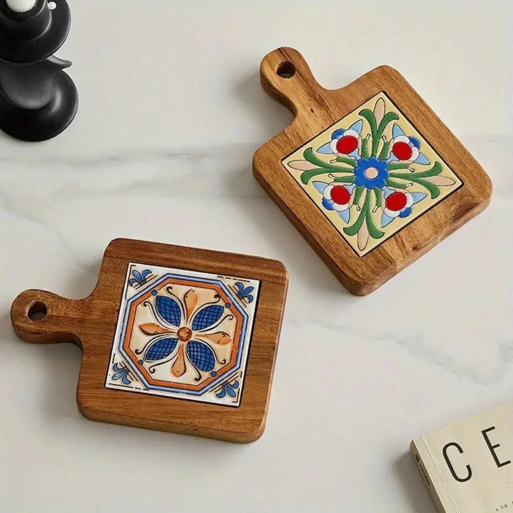 Moroccan Ebony Floral Wooden Trivets - Image 8
