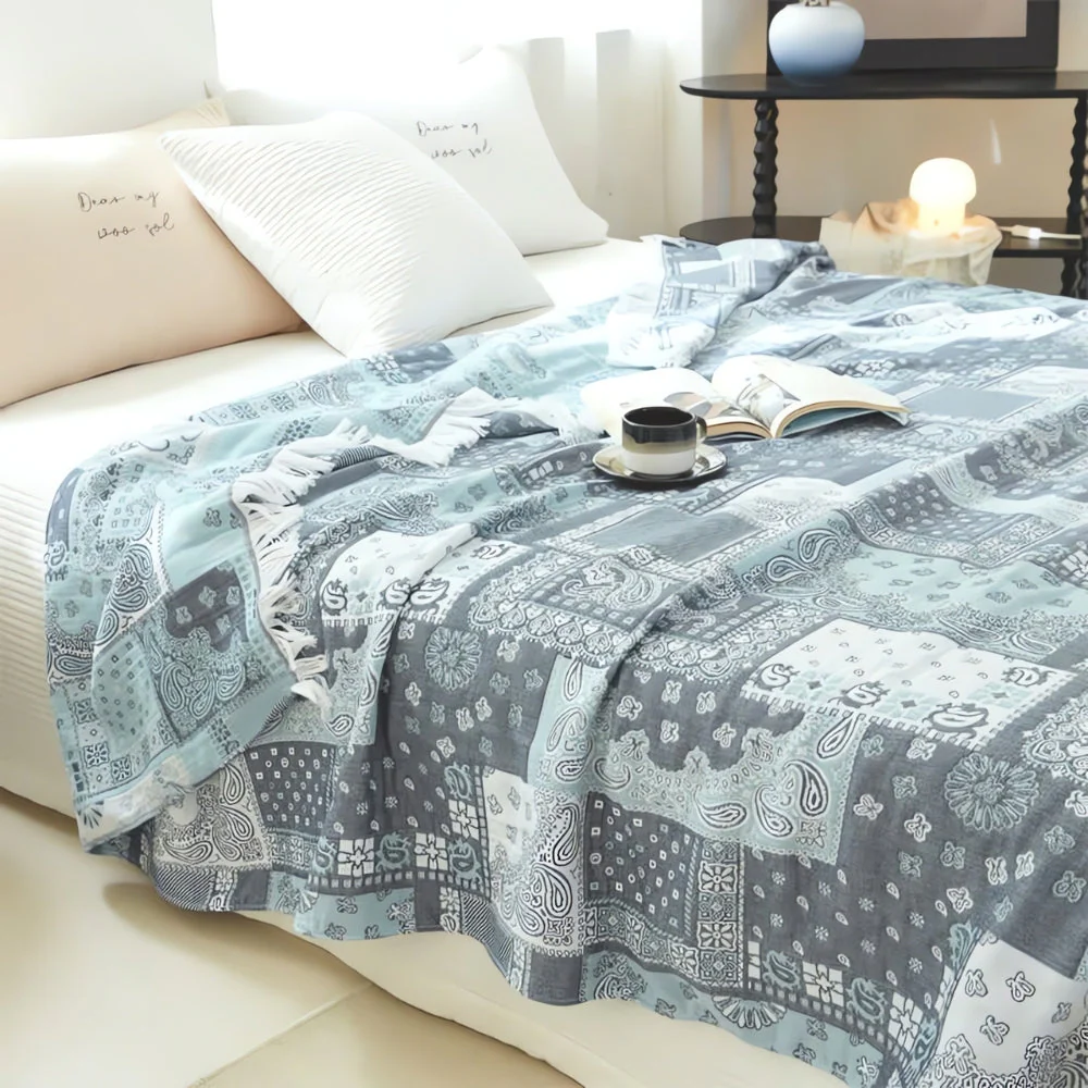 Mosaic Pattern Cotton Gauze Blanket - Image 2