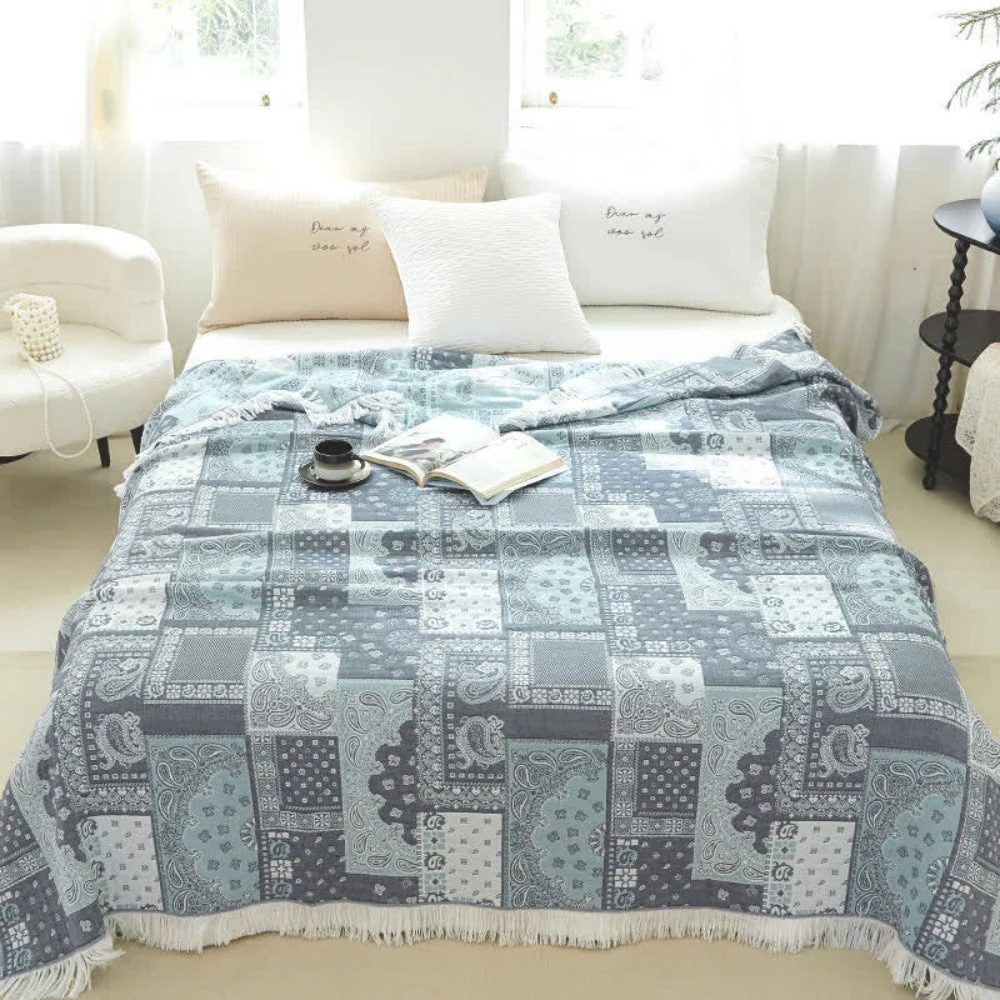 Mosaic Pattern Cotton Gauze Blanket - Image 6