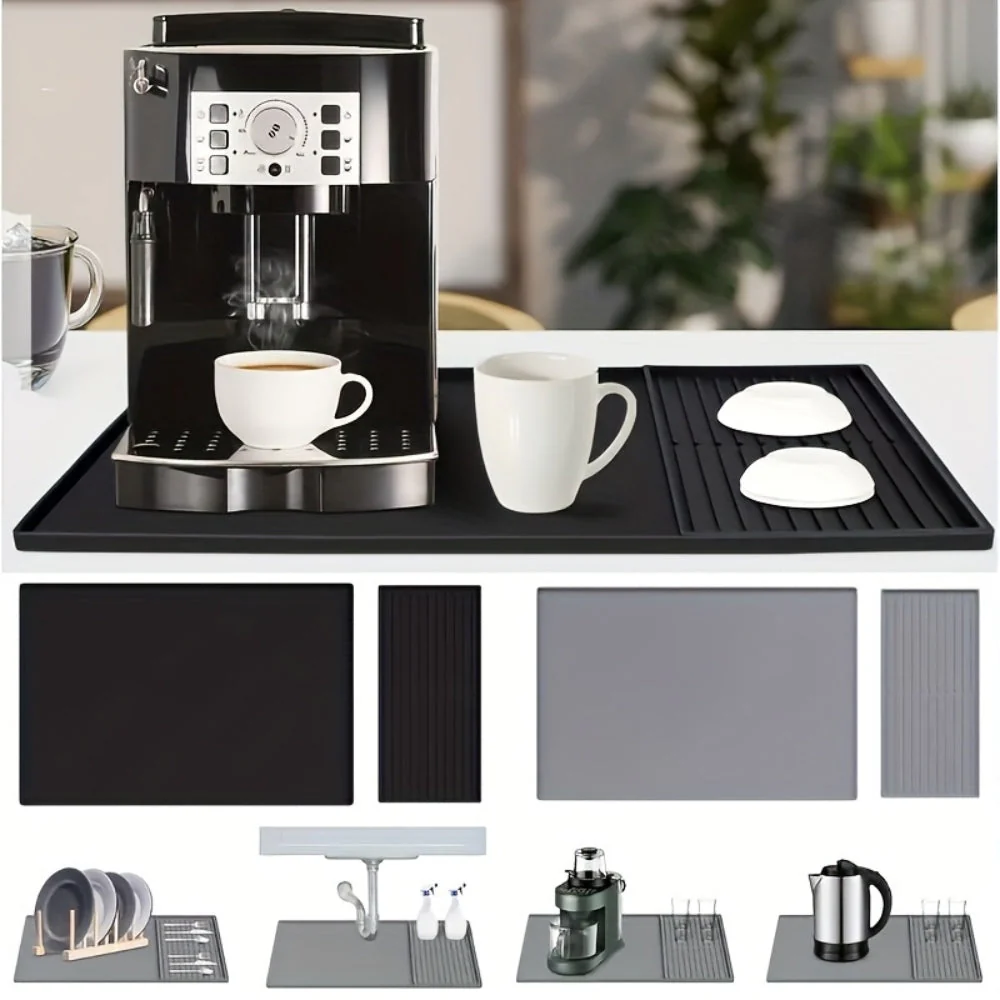 Multifunctional Silicone Coffee Bar Mat with Drainage - Image 6