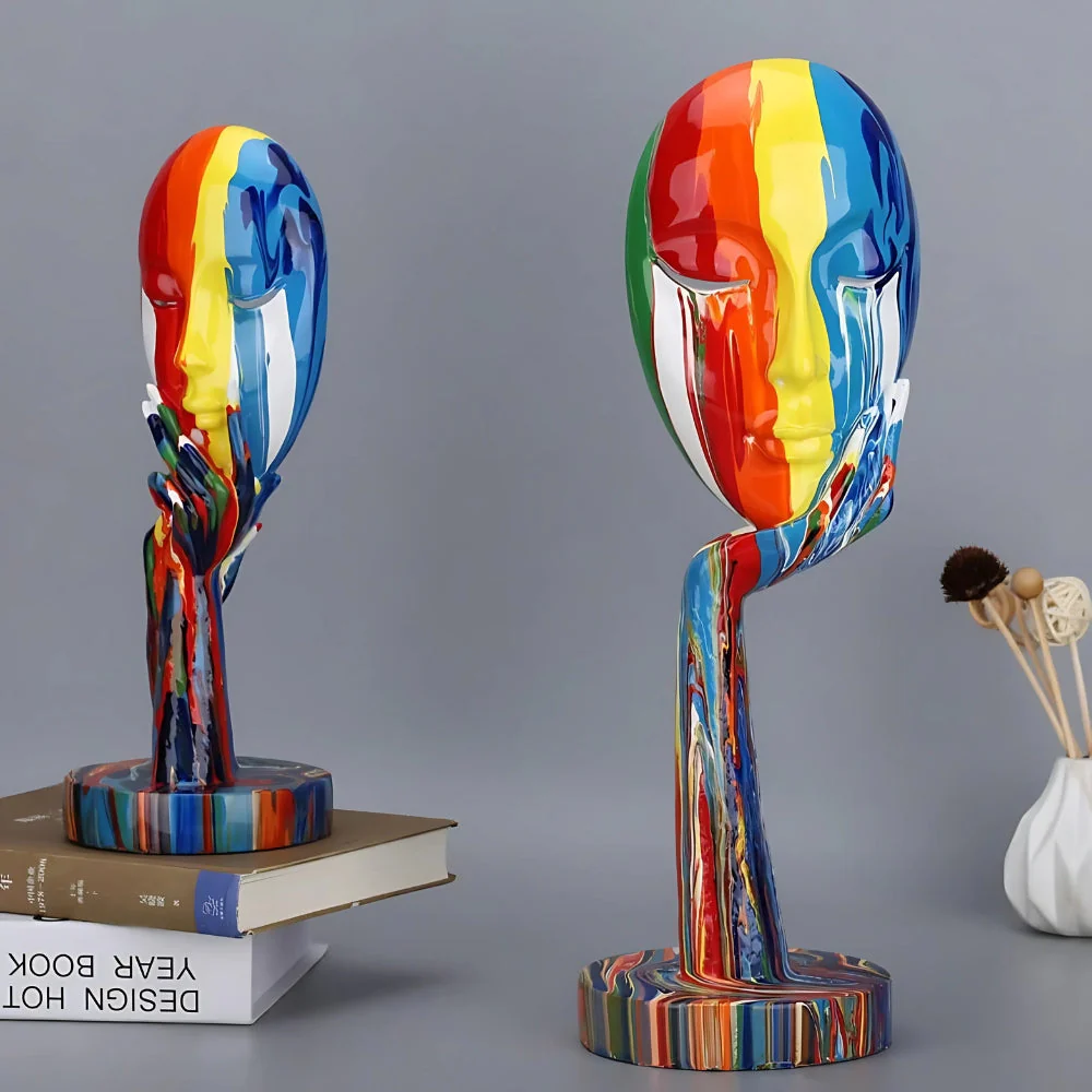 Female Thinker Colorful Art Sculpture - Image 3