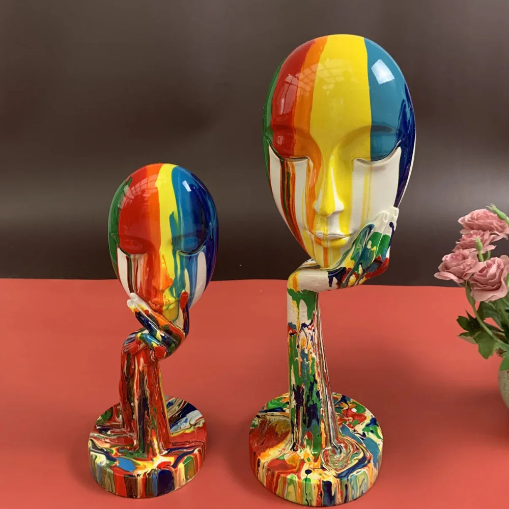 Female Thinker Colorful Art Sculpture - Image 4