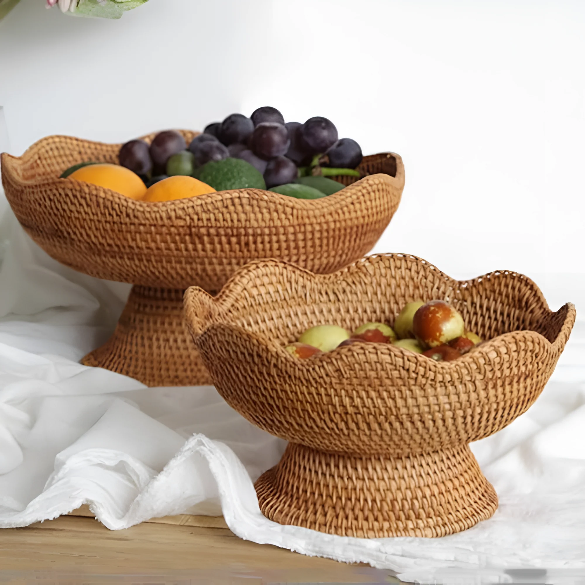 Natural Rattan Handwoven Fruit Basket - Image 3