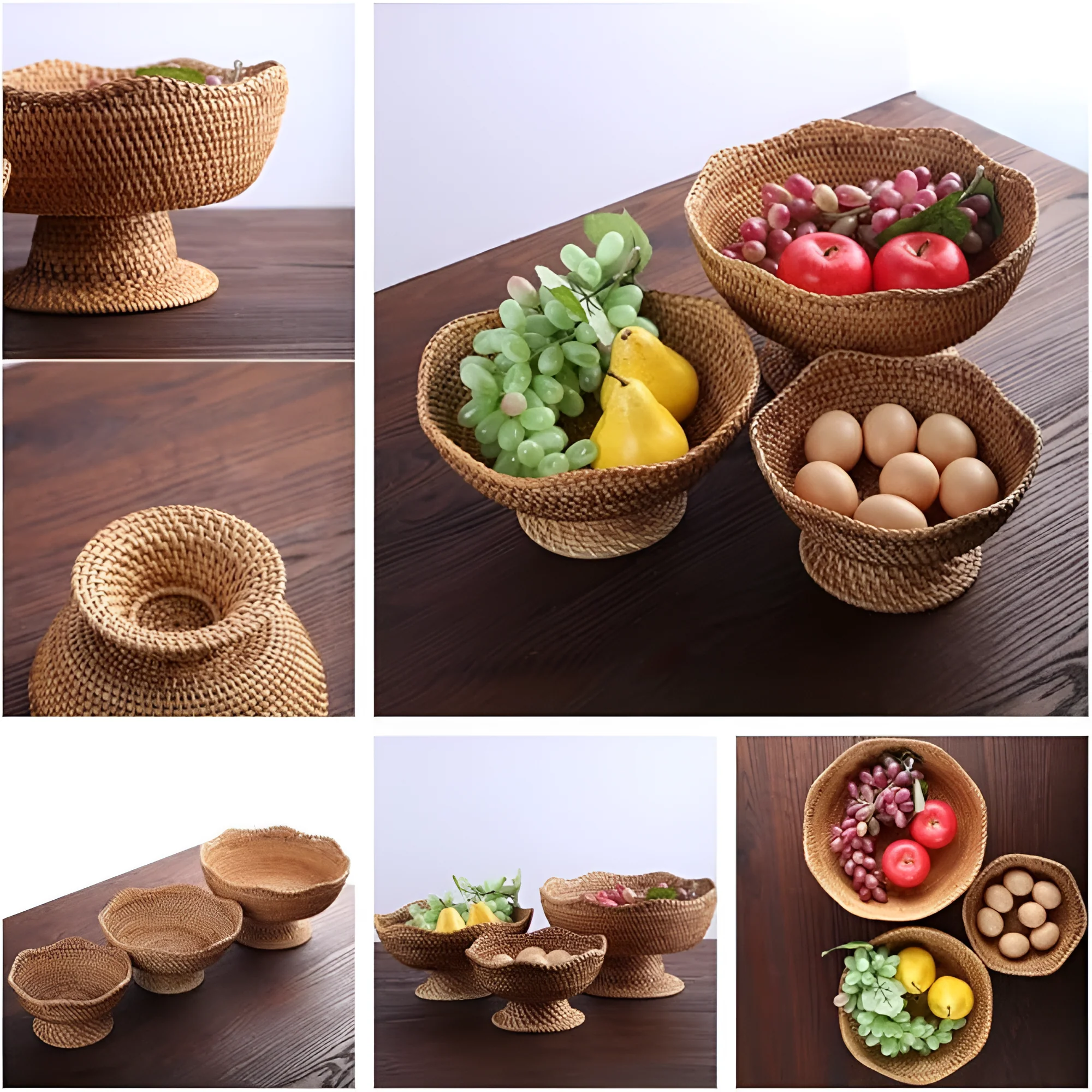 Natural Rattan Handwoven Fruit Basket - Image 9