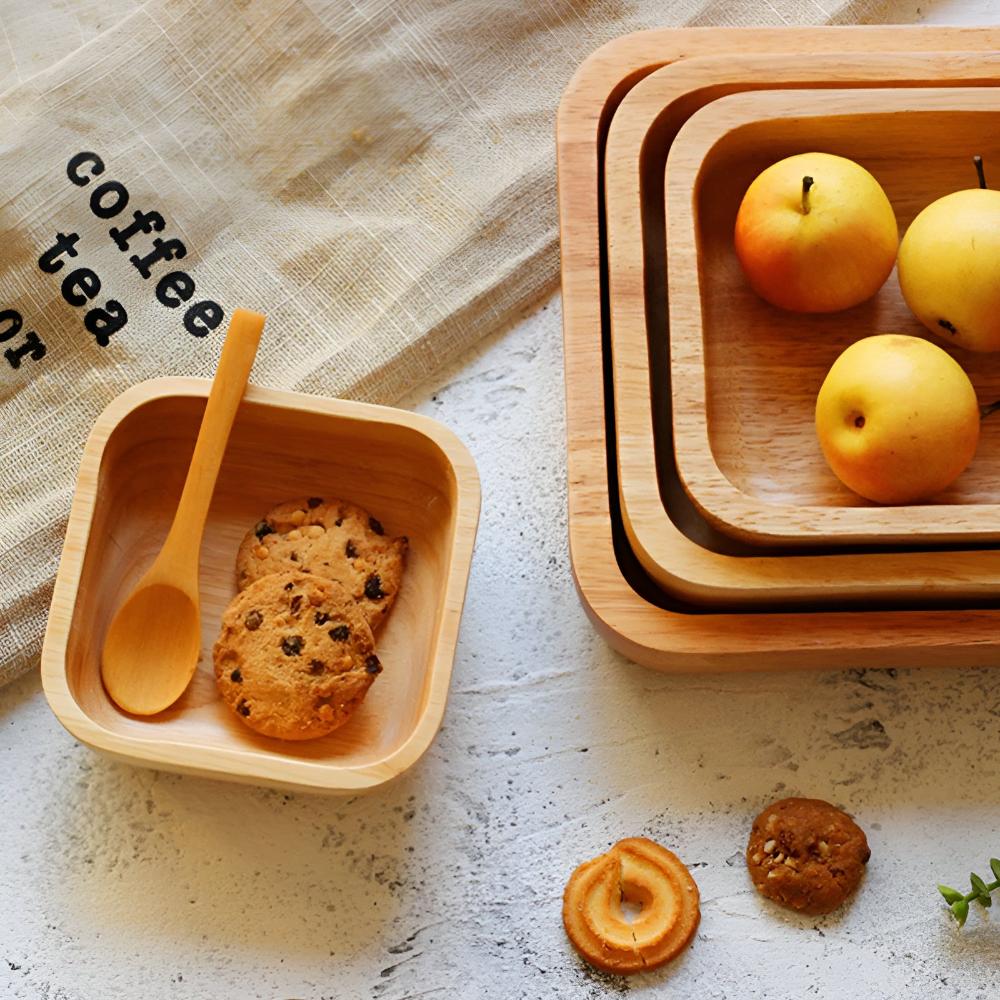 Natural Wood Square Bowl - Image 5