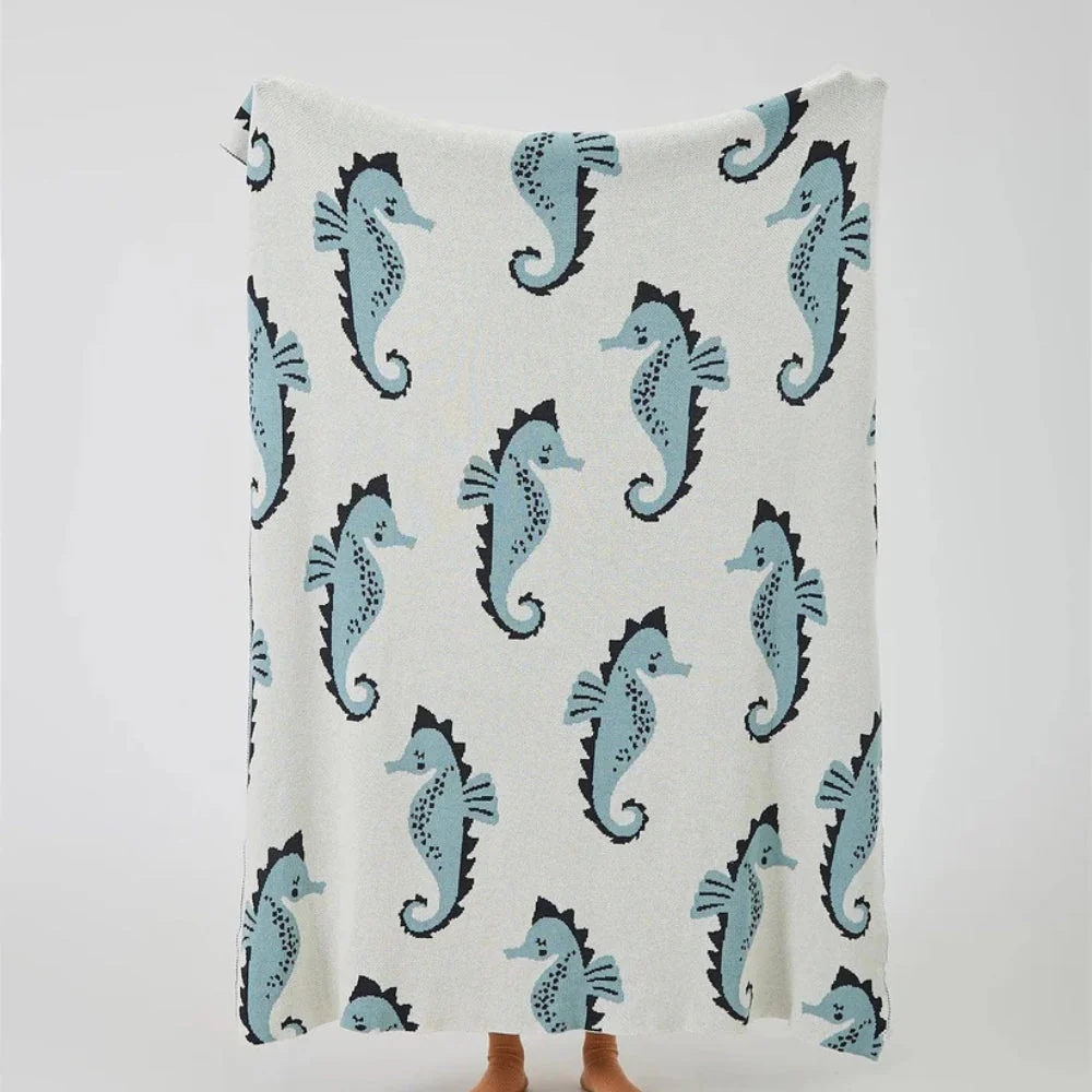 Nautical Seahorse Throw Blanket - Image 3