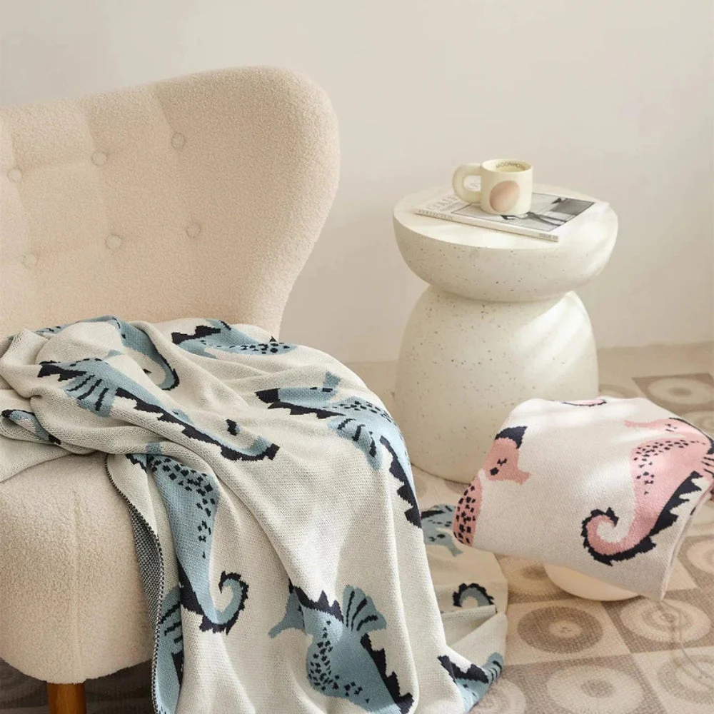 Nautical Seahorse Throw Blanket - Image 5