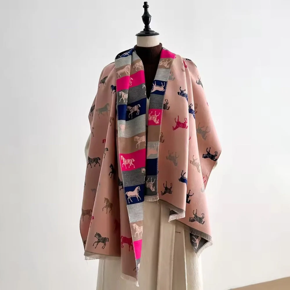 Noble Charm Horse Print Shawl Scarf - Image 3