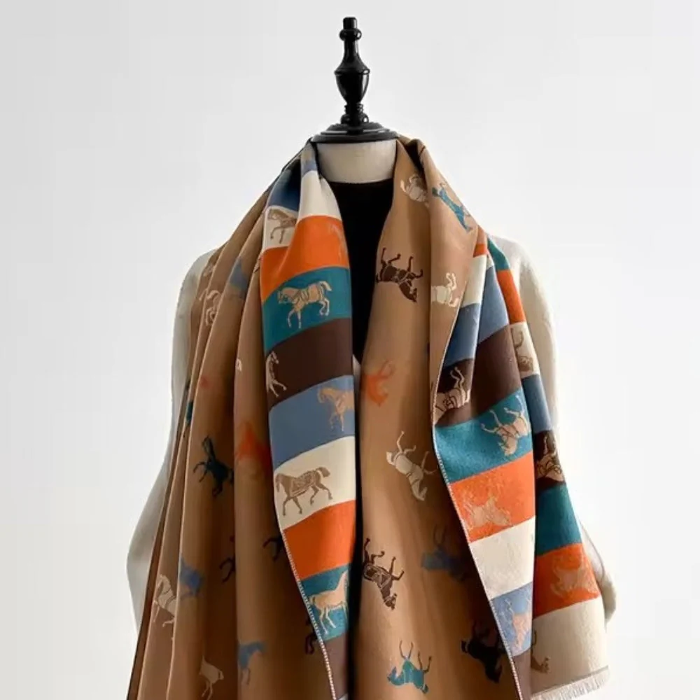 Noble Charm Horse Print Shawl Scarf - Image 4