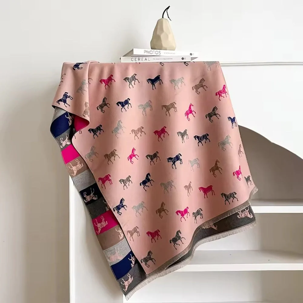 Noble Charm Horse Print Shawl Scarf - Image 6