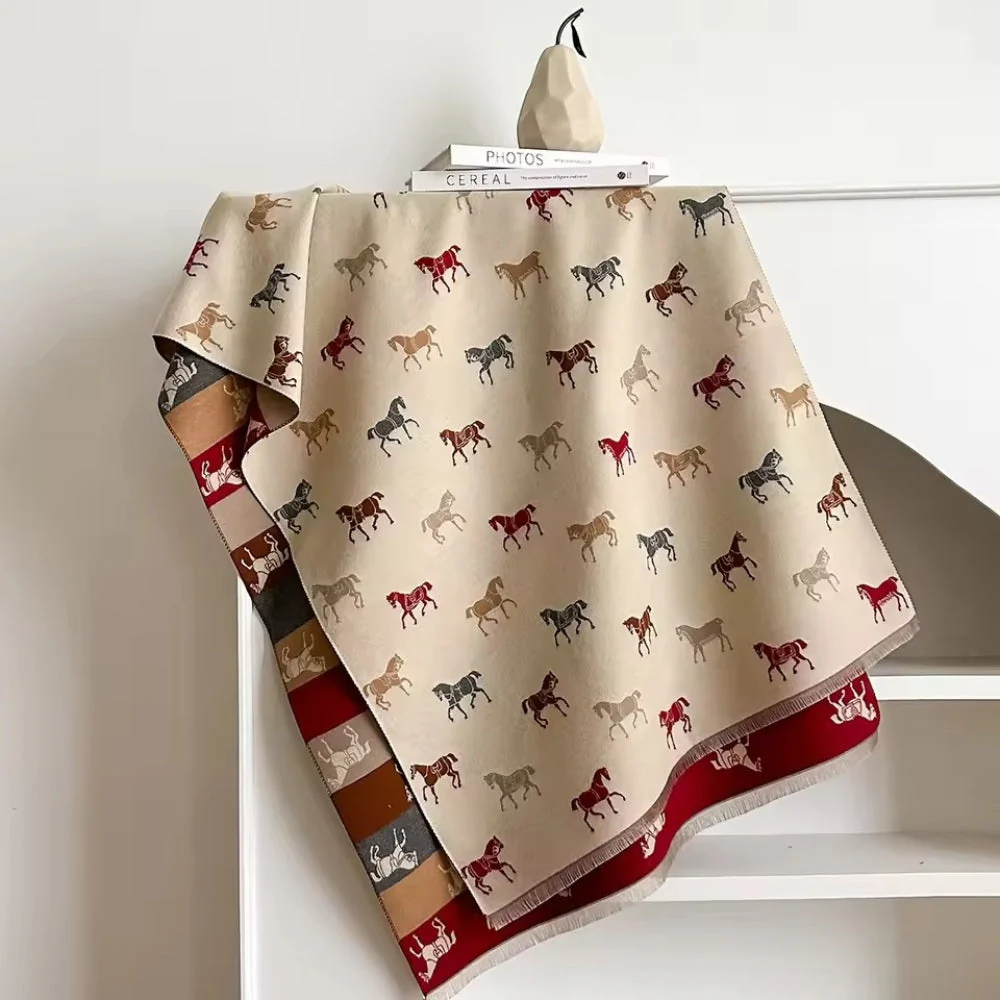Noble Charm Horse Print Shawl Scarf - Image 7