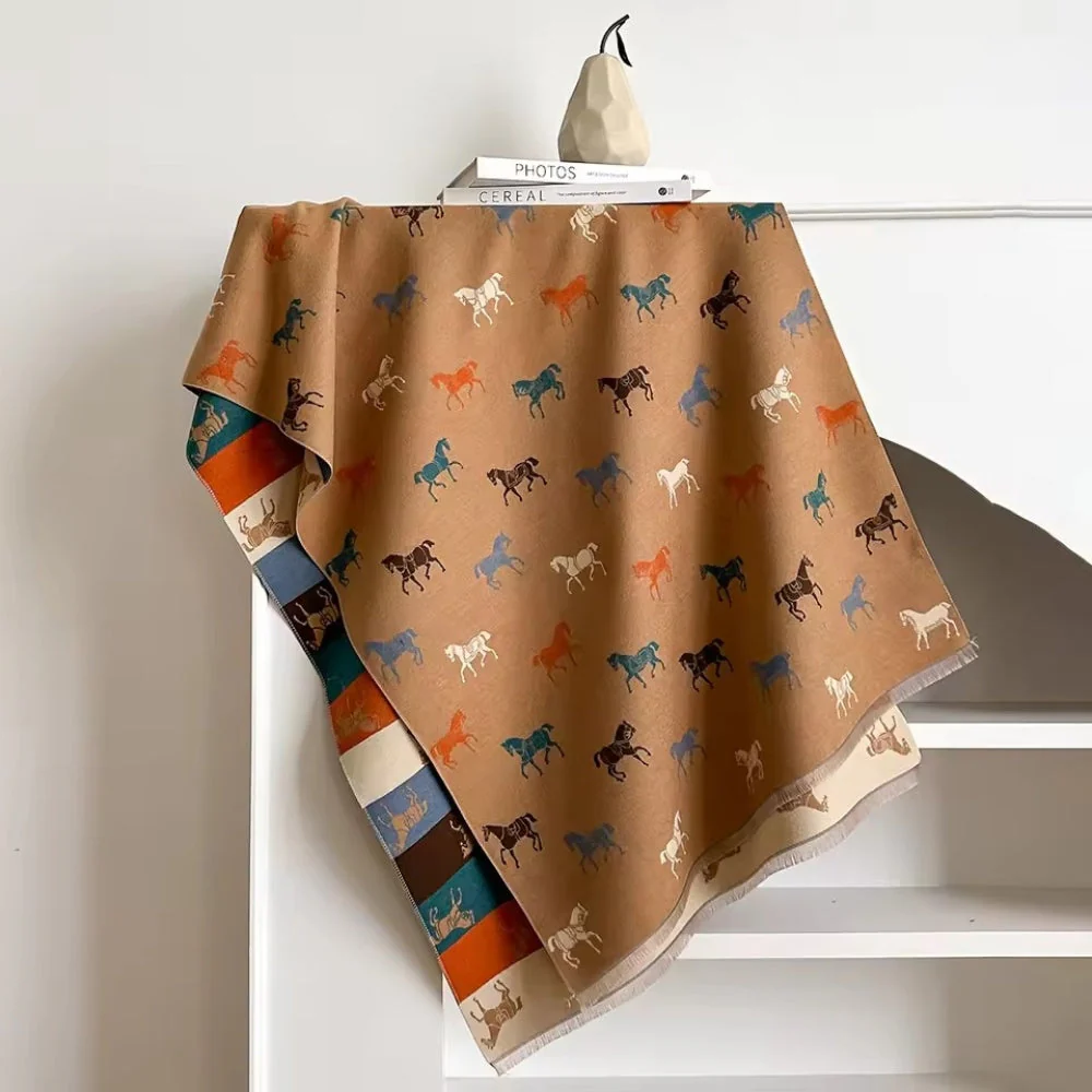 Noble Charm Horse Print Shawl Scarf - Image 8