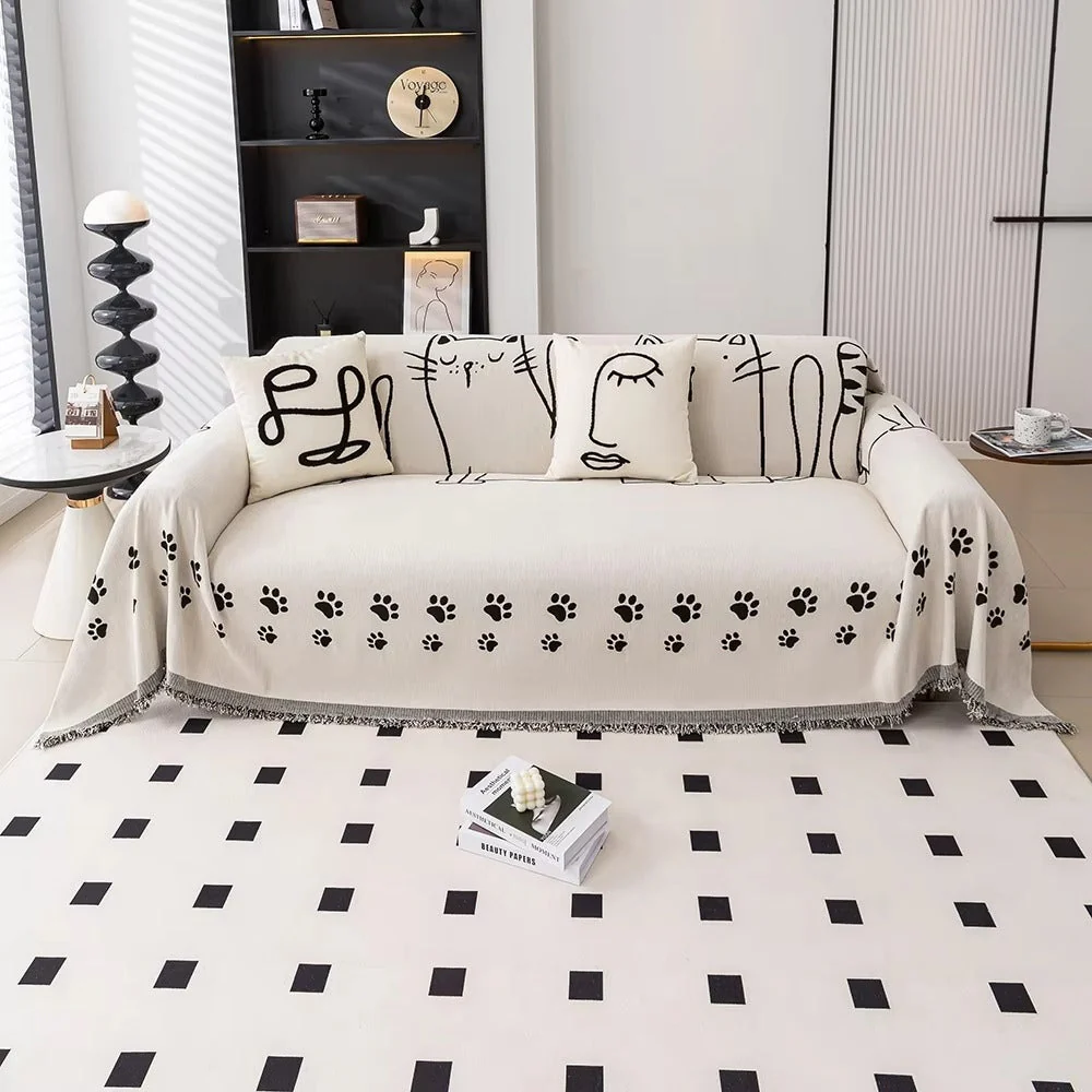 Nordic Cat Paw Chenille Sofa Cover