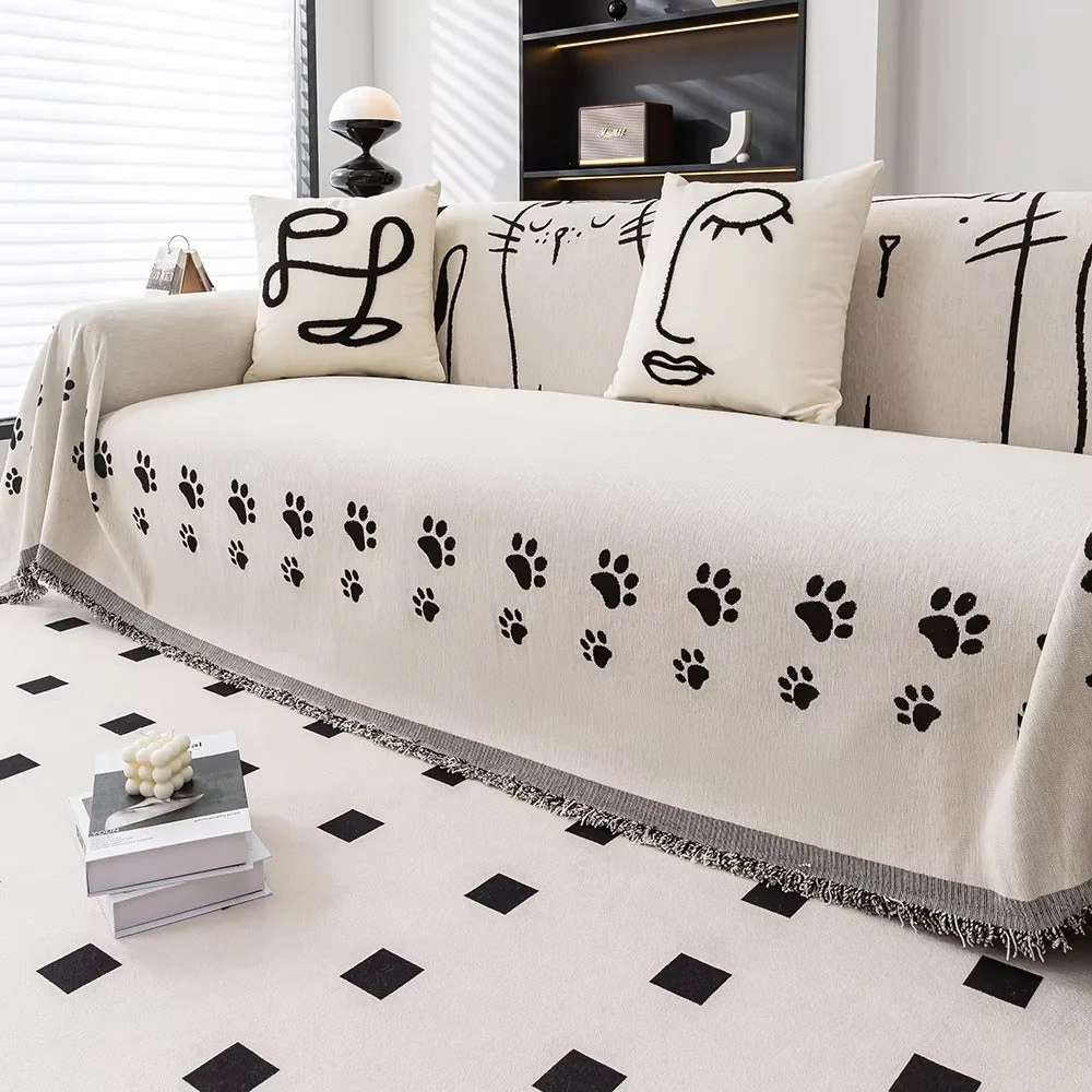 Nordic Cat Paw Chenille Sofa Cover - Image 2