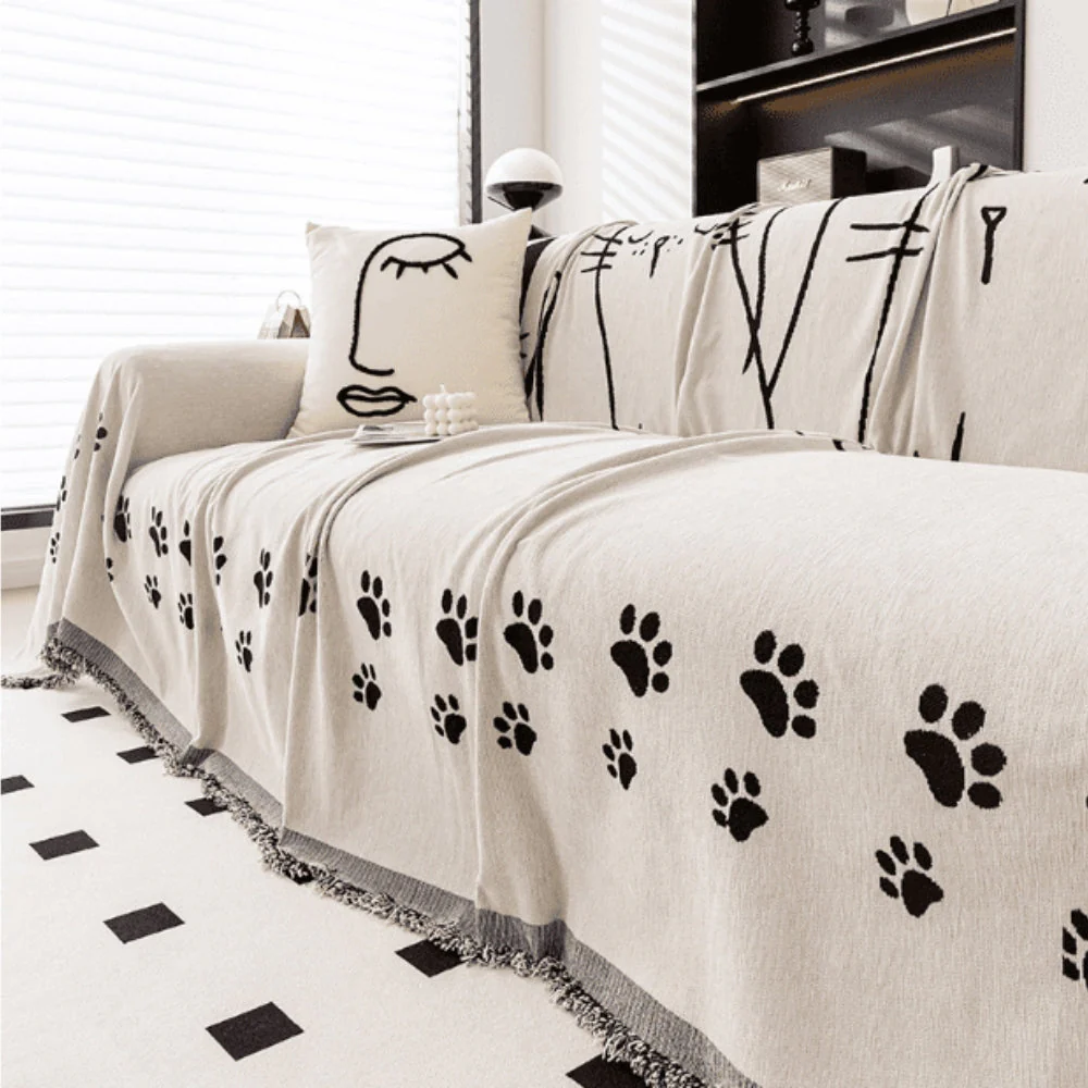 Nordic Cat Paw Chenille Sofa Cover - Image 3