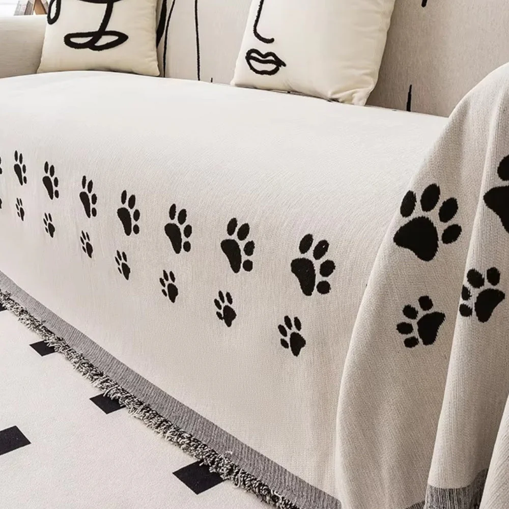 Nordic Cat Paw Chenille Sofa Cover - Image 4