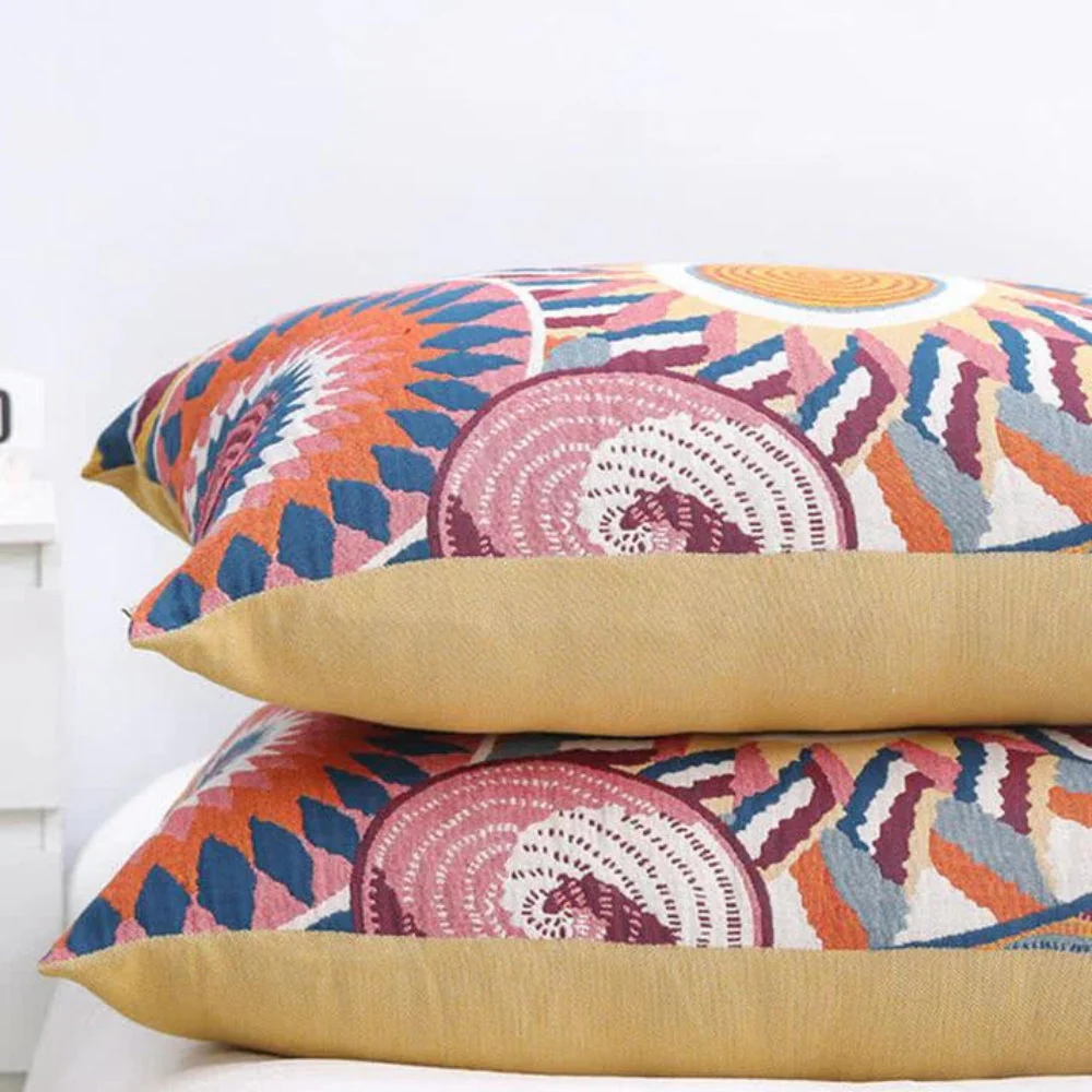 Nordic Sun Print Button Cotton Pillowcases (2pcs) - Image 3