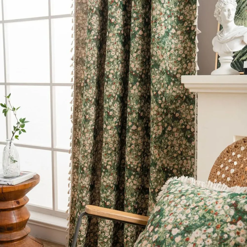 Noveau Ditsy Floral Tassel Curtain - Image 7