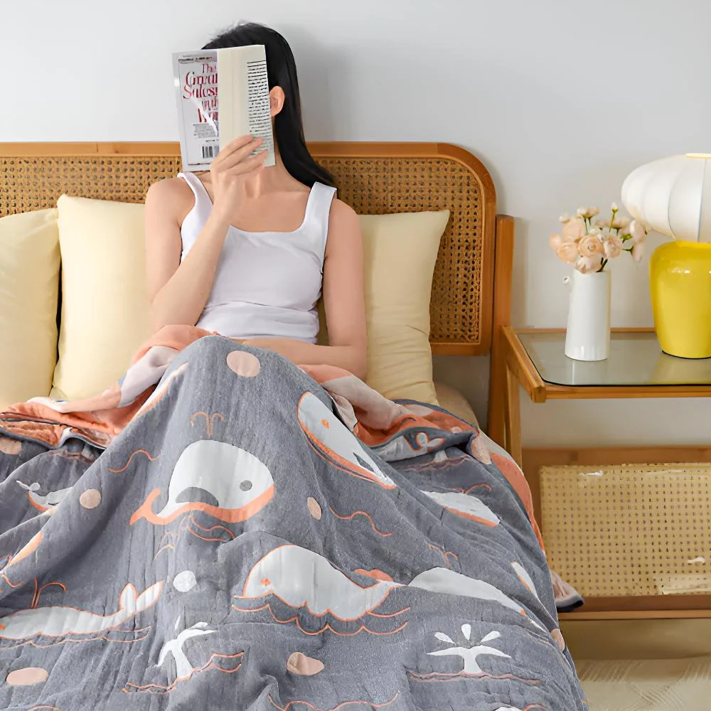 Ocean Dreams Whale Cotton Blanket - Image 3