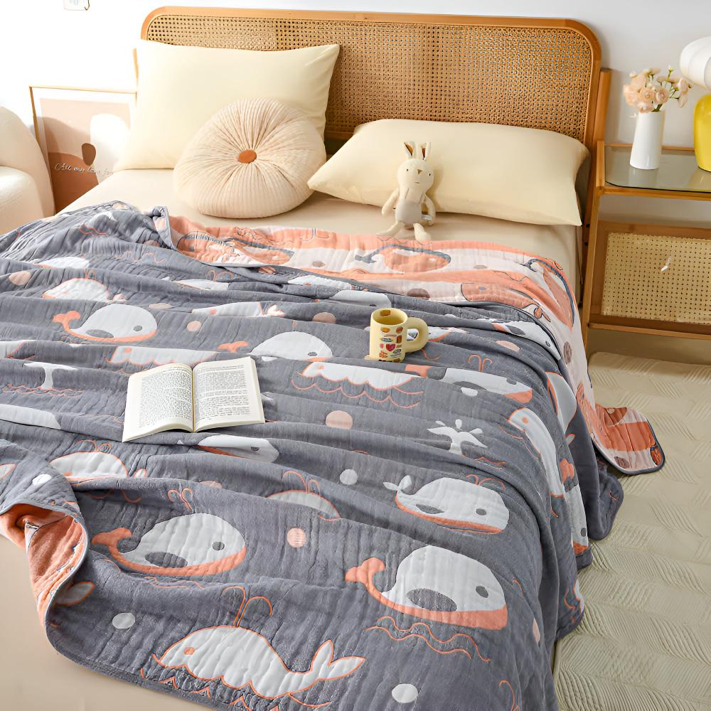 Ocean Dreams Whale Cotton Blanket - Image 6